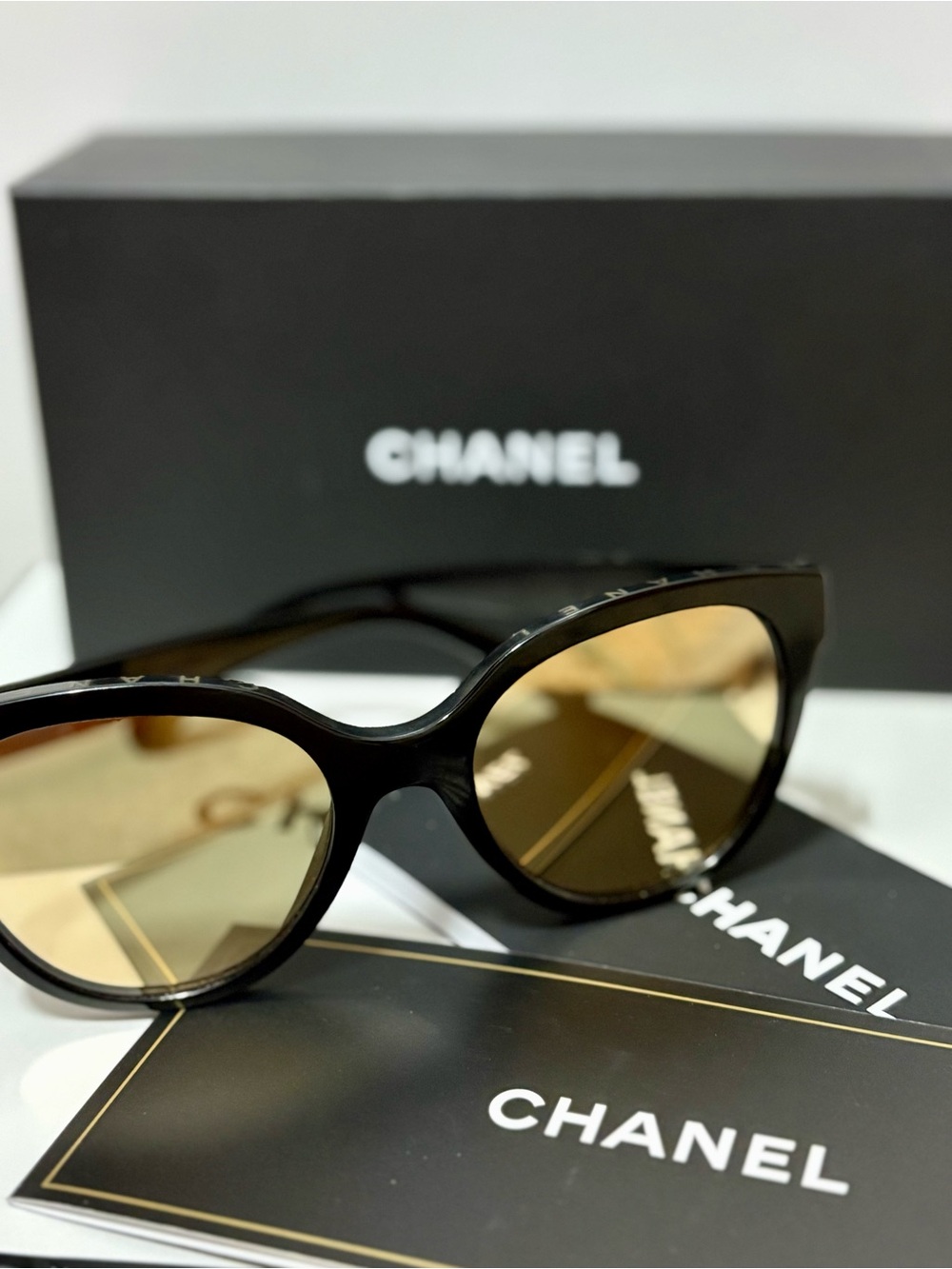 CHANEL 24K Gold Mirror Butterfly Sunglasses